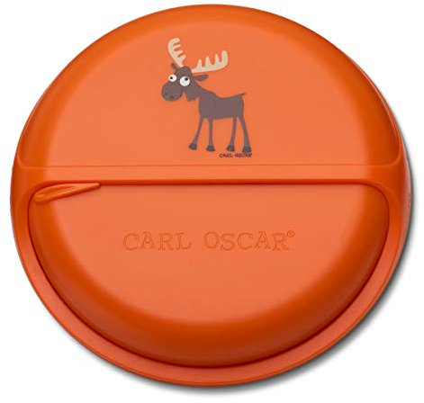 Anton & Sophie Carl Oscar SnackDISC ★ mit Namen PERSONALISIERBAR ★ die drehbare Snackdose ★ 5 Feste Fächer ★ Brotbox, Brotdose, Snackbox (orange (ohne Namen))