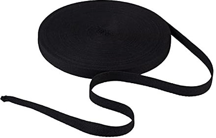Craftdady Köperband aus Baumwolle, 45 m lang, 16 mm breit, schwarzes Twillband mit Fischgrätenmuster, zum Nähen und Basteln, für Kunsthandwerk, Wimpelketten, Ohrschlaufen, Geschenkverpackungen