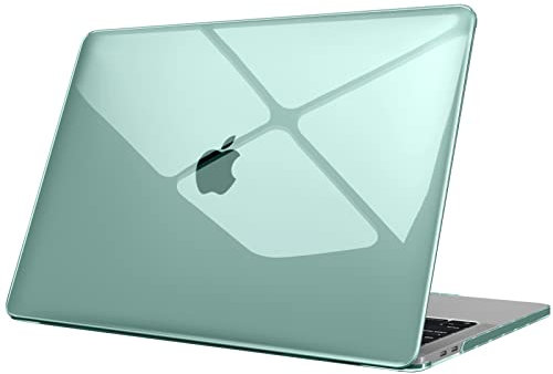 Fintie Funda Compatible con MacBook Pro 13 M2/M1 (2016-2022) Carcasa Ultra Delgada de Plástico Duro para Modelo A2338/A2289/A2251/A2159/A1989/A1706/A1708, Transparente Verde Medianoche