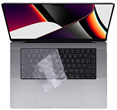 Se7enline Compatible with 2021 2022 2023 MacBook Pro 14 inch & 16 inch & MacBook Air 13.6 inch 15.3 inch Keyboard Cover Skin(US Layout)for M2 M1 Pro/Max A2442/A2779/A2780/A2485/A2681/A2941,Transparent