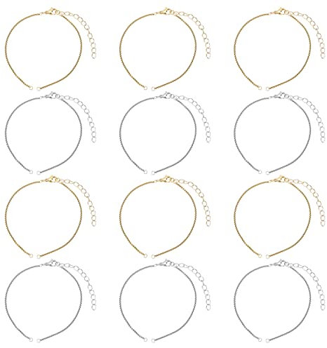 UNICRAFTALE 12pcs 2 Farben 18cm Edelstahl Einstellbare Slider Armbänder Box Ketten Extender Ketten Armband Für Schmuckherstellung DIY, Goldenen Und Edelstahl Farbe