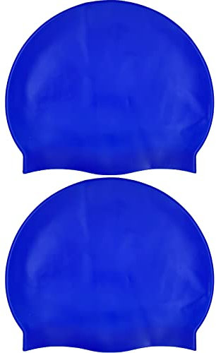 Newaner 2 Stücke Badekappe Kinder, Silikon Badekappe Kinder Ripstop-Beschichtung für Komfort und Rutschfestigkeit, für langes Haar, Badekappen für Jungen und Mädchen im Alter Jahren(Blau)