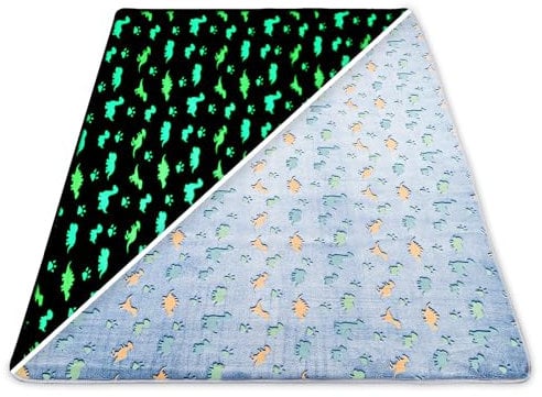 Amazinggirl Teppich Kinderzimmer Leuchtend 120x160 cm - kinderteppich fluoreszent spielteppich kuschelteppich Dino Teppich waschbar Blau Dinosaurier