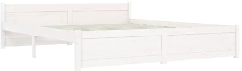 vidaXL Massivholzbett Doppelbett Kopfteil Bettgestell Lattenrost Bettrahmen Schlafzimmerbett Bett Holzbett Schlafzimmermöbel Weiß 160x200cm