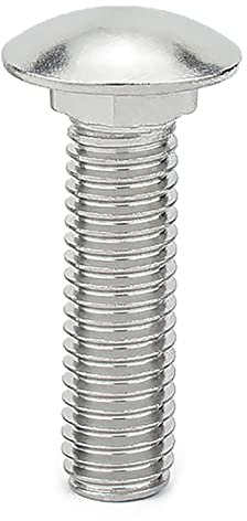 CREULT Vis de carrosserie Boulons à col carré M4 Filetage demi-rond à tête bombée 0,7mm Attaches de machine d'étagère de lancement en acier inoxydable (50 pièces, 25mm longueur)