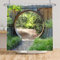 SDOTPMT 120x180cm Giardino Scenario Tenda da doccia Verde Botanica Foglie Naturale Villaggio Tenda da bagno Rotonda In legno Porta Agriturismo Vintage Tende da doccia per Bagno con ganci