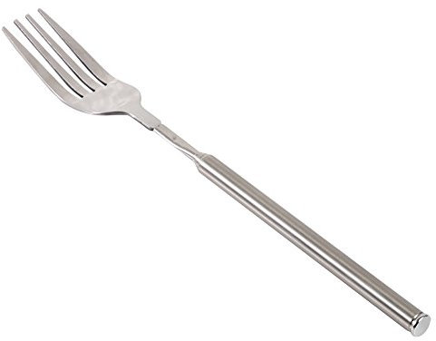 Barbecue Telescopic Fork, Telescopic Extendable BBQ Toasting Fork, Dinner Fruit Dessert Long Handle Fork Stainless Steel Cutlery (22.1 - 64.6cm Adjustable Length)