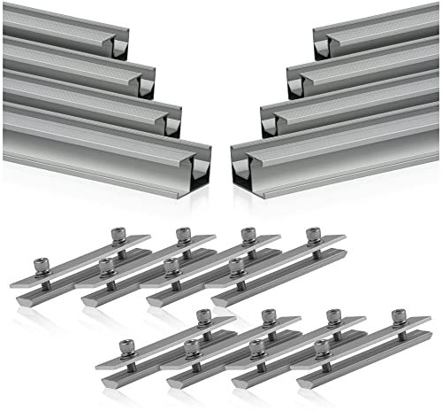 Zelsius Universal Aluminium Montageschienen Set für Solaranlagen | 16-teilig | Aluprofil, Systemprofil, Befestigungsschiene | PV-Modul Montageset, Montagesystem, Aluminiumprofil | Montagemodul