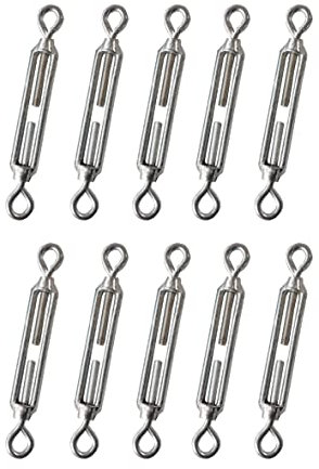 Kippen 1204BK - Confezione da 10 Pezzi di Tenditore a 2 Occhi in Acciaio Zincato. Misura 6 mm.