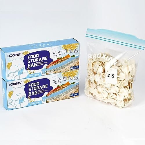 70×Zip Sandwich Size Freezer Bags | Ultra Strong Food Storage Bags with Double Zip | Airtight, Leakproof, BPA Free Plastic Food Bags (2 Pack 18 * 20 cm)