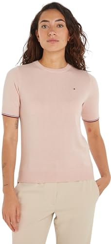 Tommy Hilfiger CO Jersey Stitch C-NK SS Sweater WW0WW38724 Maglioni, Rosa (Whimsy Pink), S Donna