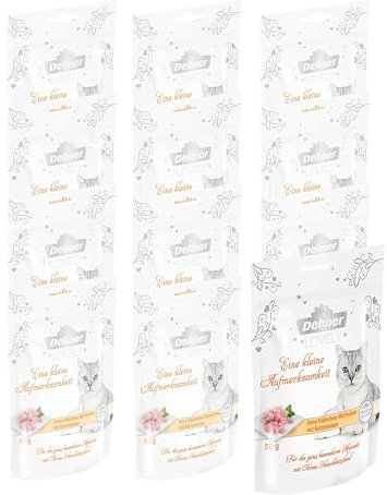 Dehner Premium Lovely Katzensnack, Ergänzungsfutter glutenfrei / zuckerfrei, für ernährungssensible Katzen, Huhn / Minze, 12 x 50 g