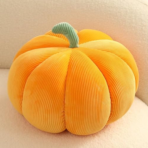 Tielag 3D Plüsch Kürbis Dekokissen, Halloween Kürbiswurf Kissen Plüsch Weiche Halloween Kürbis Dekorative Sofa Kissen Sitzkissen Zierkissen Dekoration für Sofa Couch Schlafzimmer, Orange, 20cm