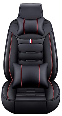 YuZong Universal Autos itz bezug Set PU Leder Fahrzeug Kissen für VW Golf GTI 2016-2022,Autozubehör,D-Black Red-Luxurious