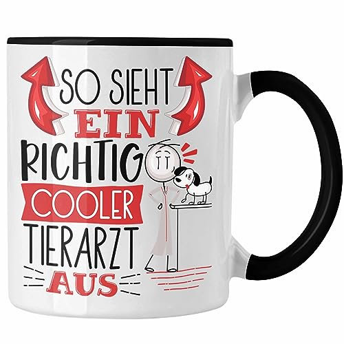 Trendation - Tierarzt Tasse Geschenk So Sieht Ein RIchtig Cooler Tierarzt Aus Geschenkidee Lustiger Spruch Geburtstag Becher Kaffeetasse (Schwarz)
