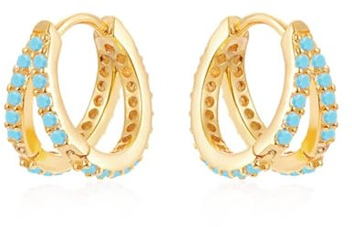 Gold Ohrringe Creolen, Earrings For Women 925 Silber Umgekehrte V Ohrringe Zirkonia Runde Form Ohrpiercing Tragus