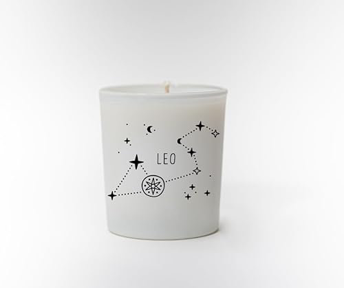 Original Soy Wax Zodiac Duftkerze Tierkreiszeichen: Löwe - aus 100% veganem Sojawachs - Aromatherapie Weiße Kerzen - Sternzeichen Duftkerzen im Glas - Duft: Bamboo