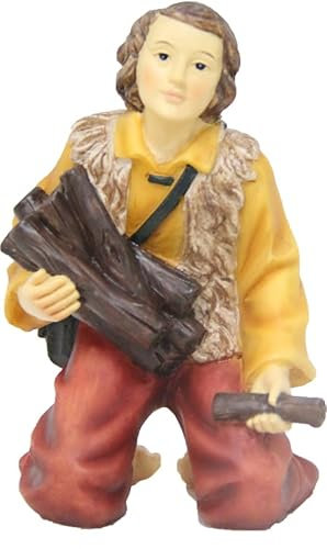 FADEDA Hirte mit Holz/Höhe:9 cm/handbemalt/detailgetreue Krippen Figuren - Weihnachten Tisch Dekoration Krippe Zubehör