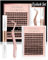 YOONOYA Kit Extension Faux Cils, 144 Pcs 8-16mm D Curl Kit Faux Cils Individuel Cluster Extensions avec Lash Bond and Seal, Applicateur, Volume Russe Bouquet Cluster Lashes (Kit-QD-8-16mm)