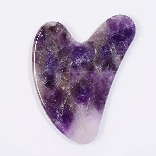 Amethyst-, Naturstein-Gesichtsroller, Gua Sha-Werkzeugset, Kratzkristallmassage, 1-tlg