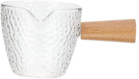 ABOOFAN Klarer Glas Milchkrug Mit Holzgriff Sirupkrug Aus Klarem Glas Sahnekrug Aus Fassungsvermögen Mehrzweck-milchbecher Aus Für Küche Und Zuhause