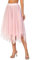 Tüllrock Damen-Elastische Langer Rock Tüllrock Weiß Schwarz Rosa Unregelmäßiger für faschingskostüme Karneval kostüm Halloween(Rosa)