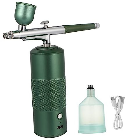 NUOBESTY Kabelloses Mini Airbrush Set Mit Akku Und Kompressor Usb Wiederaufladbar Feiner Nebel Für Make-up Nagelkunst Tattoo Modell Kuchendekoration Handlich Mit Rutschfestem Griff Und Powe