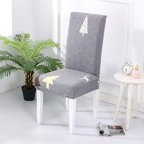 Stuhlhussen 4er Set Graue Weihnachten Stretch Stuhlbezug,Abnehmbare Waschbar Stuhlhussen Schwingstühle, Hussen Für Stühle,Spandex Stuhlbezüge Für Hotel, Küche