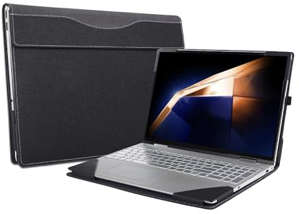 Forubar Laptop Case Cover for Samsung Galaxy Book4 Pro 360 & Book4 Ultra 16 & Pro 2 in 1 PU Leather Protective Sleeve with Pen Holder (Dark Grey)