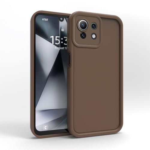 PanXCase Cover per Xiaomi Mi 11 Lite 4G / 5G / 5G NE - Custodia Silicone Sottile Elegant Disegni Morbida Leggera, Protezione Fotocamera Antiurto Antigraffio Case (Marrone)