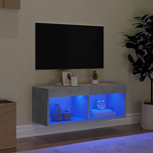 Natulvd Floating TV Stand with RGB LED lights, 80cm Wall Mounted TV Shelf Under TV Cube, Modern Entertainment Center Media Console with Open Storage, For All TVS (Grey)