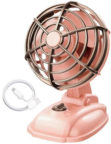 Dinntty Mini Ventilador Eléctrico De Escritorio, Ventilador De Mano Portátil, Ventilador Eléctrico De Escritorio con Carga USB para Hogar, Oficina, Estudio, Dormitorio Y Coche