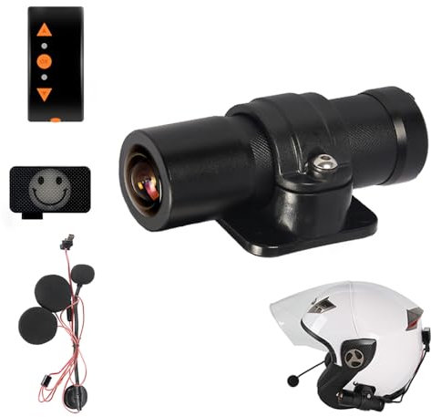 VSYSTO WiFi Helmet Camera with Bluetooth Helmet Headset, Smile Face Colorful Light, 2K WDR 170° Wide Angle SONYIMX335 Lens Motorcycle Bike Helmet Dash Camera, Remote Control, G-sensor (Black-K5X-HB)