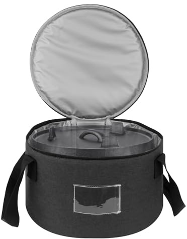 Kingshion 10-inch Dutch Oven Carry Bag, Heavy Duty Cast Iron Pot Storage Tote, Padded Round Casserole Carrier for Outdoor Camping, Hiking, RV Travel (Fits 4 Quart Camp Ovens) - Dark Grey