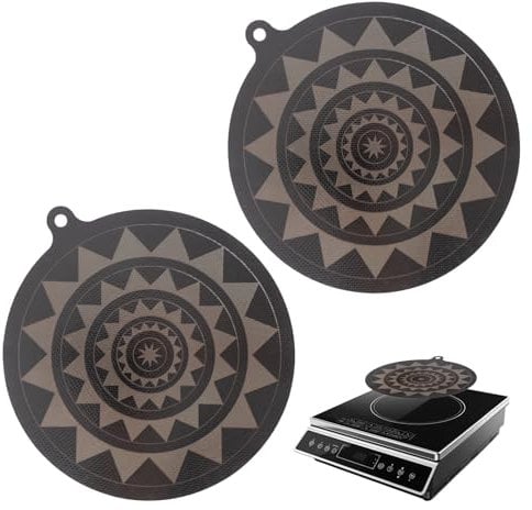 2pz Tappetino per Piano Cottura a Induzione, 24cm Tappetino Protettivo Antigraffio Termocromico in Silicone Fibra di Vetro per Piano Cottura a Induzione Copertura Antiscivolo Riutilizzabile