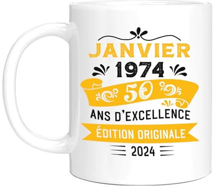 HALUMI Personnalisé Joyeux Anniversaire - Tasse Originale Humour Rigolo 50 60 70 80 Ans Excellence Édition Originales - Idée Cadeau Drôle Pour Anniversaire Homme Femme - Mug En Ceramique 330ml 440ml