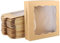 TAICHEUT 40 PCS 10 x 10 x 2.5 Inch Kraft Bakery Boxes, 25.4 x 25.4cm Square Pie Boxes with Window, Brown Cookie Box for Cookies, Dessert