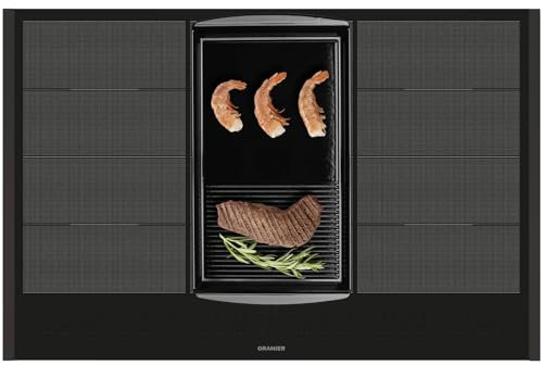 Oranier Flächen-Induktion-Kochfeld 80 cm FLI680 - autarkes Induktionskochfeld mit Brückenfunktion & halb-gerillte Grillplatte & schwarze Seitenleisten