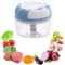 500ml Manual Food Processor Vegetable Chopper, Easy To Clean, Hand Pull String Garlic Mincer Onion Cutter, Multifunctional, for Ginger, Fruits, Herbs(Blue)