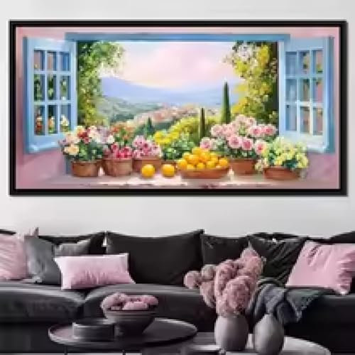 Moderne ästhetische Zitronenhain unter blauen Fensterläden Kunst Poster Drucke Prächtiger Garten Leinwand Malerei Wandkunst Dekor 40x60cm Rahmenlos