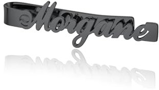 PiercingJak Pince à Cravate Texte&Photo Personnalisée en Acier Inoxydable Poli 6 * 50mm - Idéal Cadeaux pour Homme Père (noir)