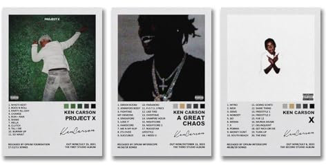 Hotoice Ken Poster Carson Rapper, Musikalbum, signiert, Wandkunst, Leinwand, Poster, Raumdekoration, ästhetischer Druck, Dekoration, 20 x 30 cm, 3 Stück, Stil 6, 3 Stück