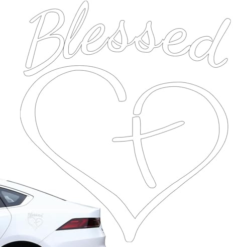 Aufkleber mit Glaube, Hoffnung und Liebe – Christliche Aufkleber mit gesegnetem Kreuz und Herz | Liebesherz-Autoaufkleber mit komplizierten Designs, aufwendige Kreuzherz-Aufkleber, hohle Dekoration fü