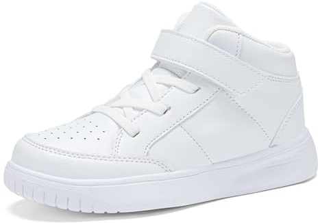 RTOUNT Kids Trainers Boys Girls High Top Tennis Sneakers Adjustable Strap | Lightweight Soft Playing Gym Walking Jogging Travelling Toddler Little Child Big Child