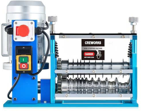 CREWORKS 550W Dénudeur de Câbles Électrique, Dénudeuse pour Fils 1,5-40 mm, Machine à Dénuder Automatique 30m/min avec 11 Canaux 10 Lames