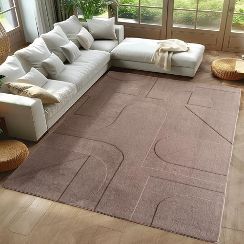 Carpetsale24 Boho Teppich 160 x 230 cm Beige, Weicher Skandinavischer Kurzflor mit 3D-Effekt, Waschbar & Pflegeleicht, Moderner Teppich für Wohnzimmer, Esszimmer oder Schlafzimmer