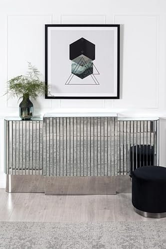 MY Furniture Anastasia Adjustable Mirrored Radiator Cover – Elegant Silver Finish, Modern Ventilated Design – Adjustable to Fit Multiple Radiator Sizes – Easy Assembly