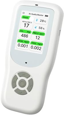 YXZKJZJ 9-in-1 Air Quality Monitor Indoor/CO₂ Meter PM2.5/PM1.0/PM10/HCHO/TVOC/Temperature/Humidity Detector Real Time Gas Analyzers Real Time Reading
