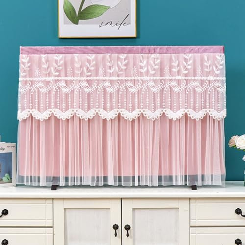 Treer Funda de Polvo para TV 32 a 75 Pulgadas, Funda para Televisor Tela de Encaje Cubierta Antipolvo TV Universal Lavable para Protector Cubierta Pantalla (37-40 pulgadas,T12-rosa)