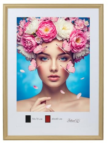IDEAL TREND Holzrahmen mit Kunststoffglas Bilderrahmen MDF-Rahmen Collage Wandrahmen Fotorahmen HR-22: Farbe: Natur | Format: 50x70